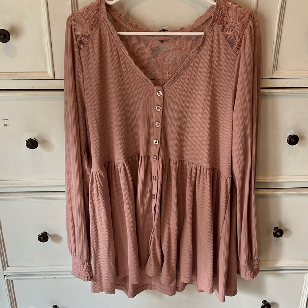 Torrid Pink Flowy Peplum Top